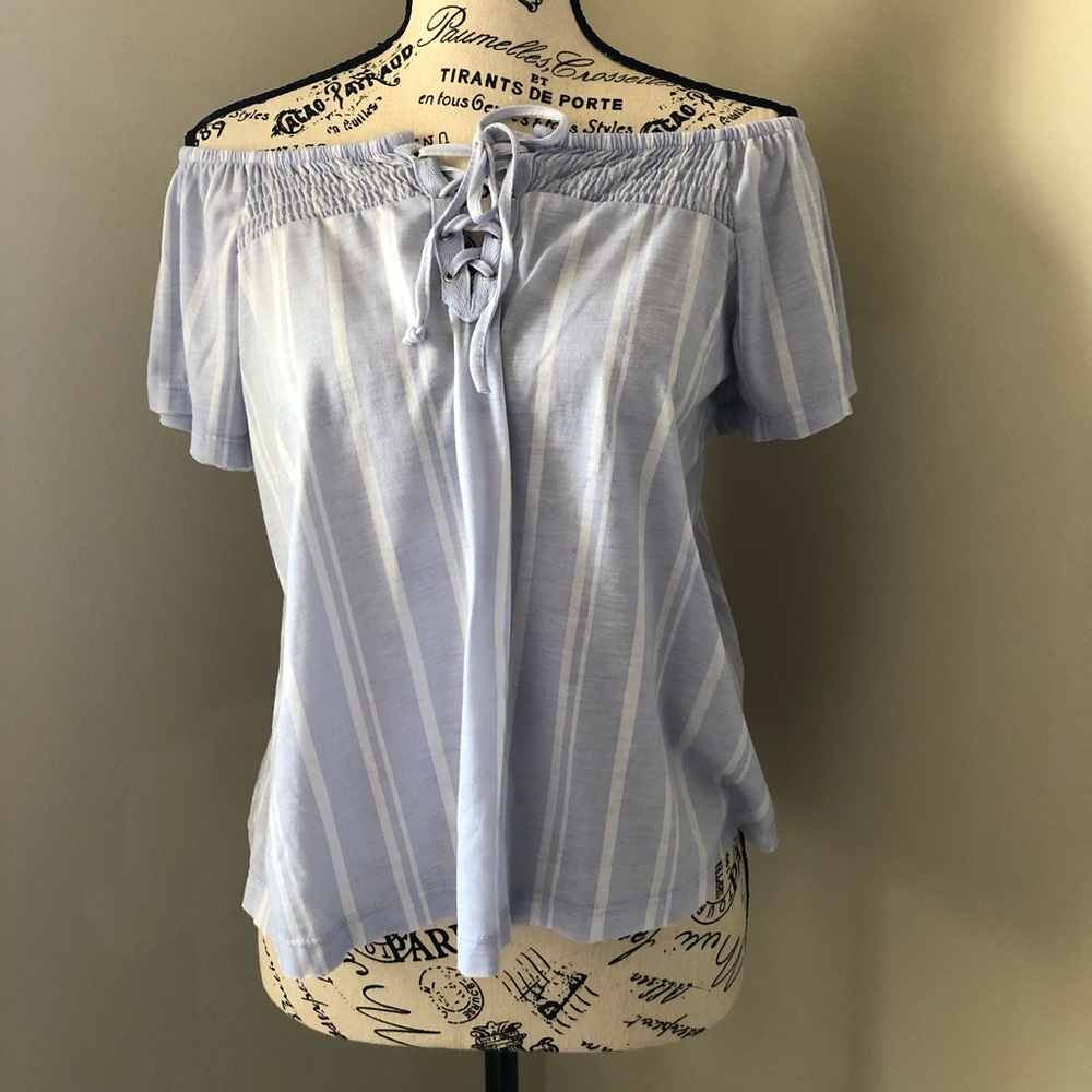 Almost Famous off the shoulder striped blouse